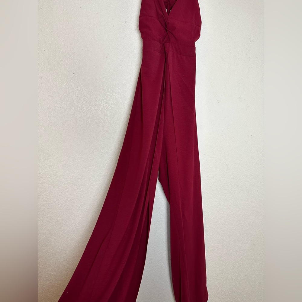 Burgundy Jumpsuit with slits in Legs
